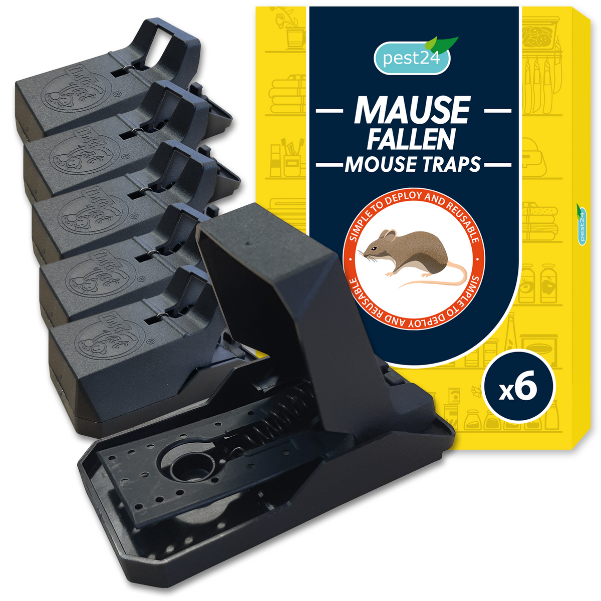 pest24 Mausefalle Schlagfalle 6X